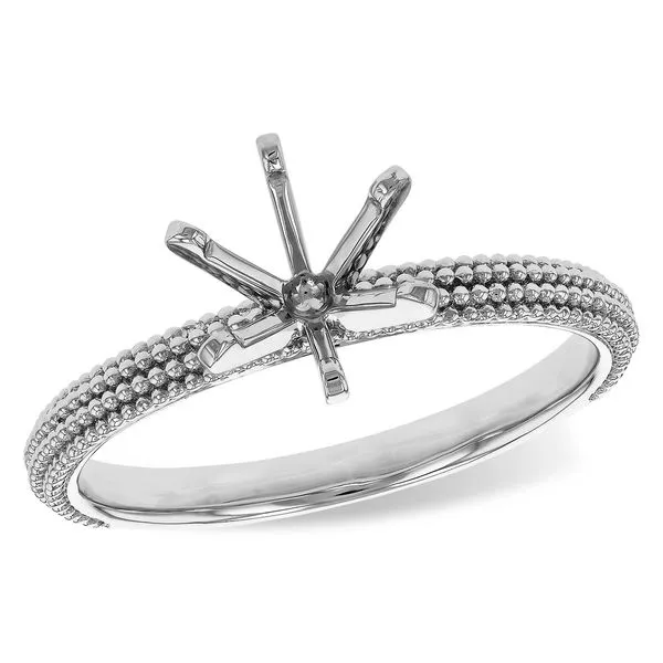 14Kt White Gold Beaded Style Solitaire Engagement Ring Erickson Jewelers Iron Mountain, MI