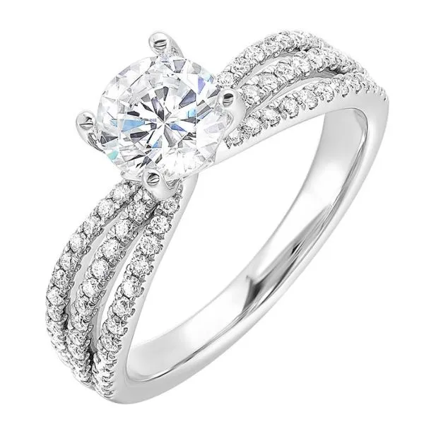 14Kt White Gold Tapered 3 Row Diamond Engagement Ring Erickson Jewelers Iron Mountain, MI