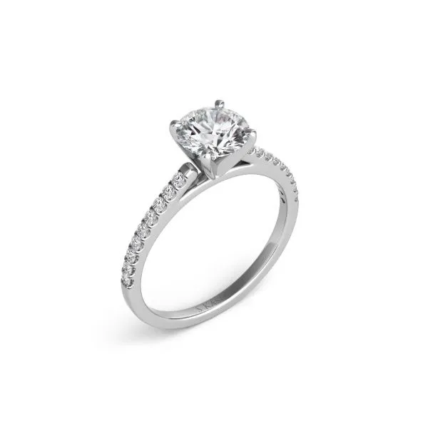 14 Karat White Gold Single Row Cathedral Style Diamond Engagement Ring Mounting Erickson Jewelers Iron Mountain, MI