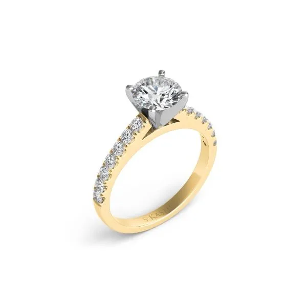14 Karat Yellow Gold Cathedral Style Diamond Engagement Ring Erickson Jewelers Iron Mountain, MI