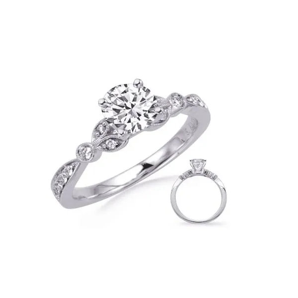 14 Karat White Gold Leafy Diamond Engagement Ring Erickson Jewelers Iron Mountain, MI