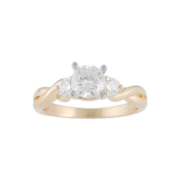 14K Yellow Gold Three Stone Diamond Twist Engagement Ring Erickson Jewelers Iron Mountain, MI