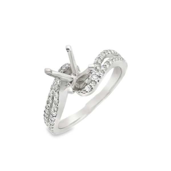 14K White Gold Criss Cross Diamond Engagement Ring Erickson Jewelers Iron Mountain, MI