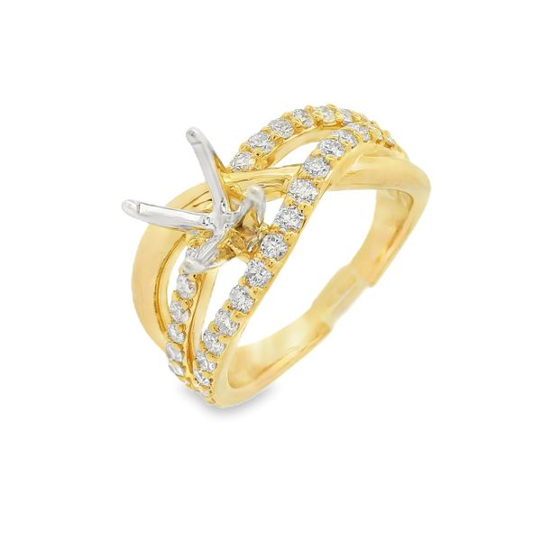 14K Yellow Gold Two Diamond Row Curved Engagement Ring Erickson Jewelers Iron Mountain, MI