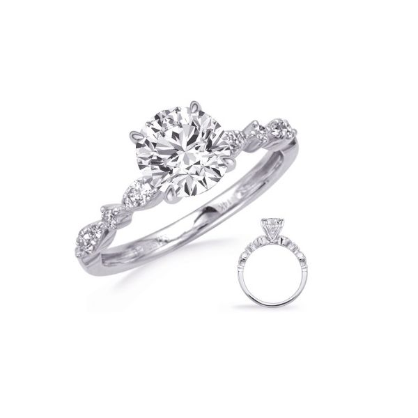 14Kt White Gold Alternating Shape Diamond Engagement Ring Erickson Jewelers Iron Mountain, MI
