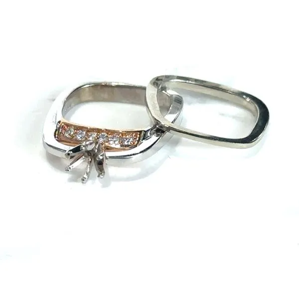 14 Karat Two-Tone Solitaire Diamond Engagement Set Erickson Jewelers Iron Mountain, MI