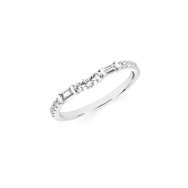 14Kt White Gold Round and Baguette Diamond Band Erickson Jewelers Iron Mountain, MI