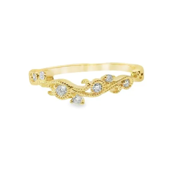 Swirly Curved Diamond Band in 14K Yellow Gold Erickson Jewelers Iron Mountain, MI