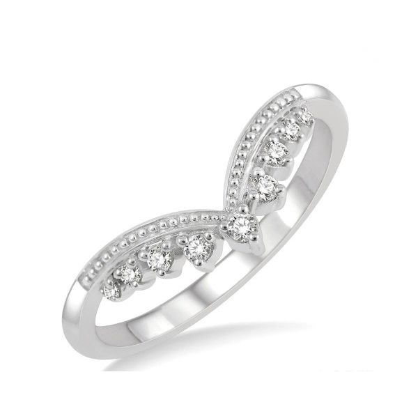 14K White Gold Beaded Curved Wedding Band Erickson Jewelers Iron Mountain, MI