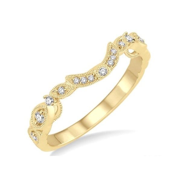 14K Yellow Gold Detailed Curved Diamond Band Erickson Jewelers Iron Mountain, MI