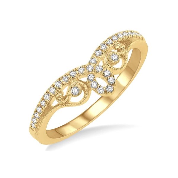 14K Yellow Gold Detailed Chevron Diamond Band Erickson Jewelers Iron Mountain, MI