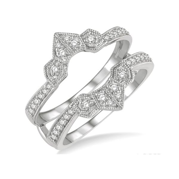 14K White Gold Chevron Insert Wedding Band Erickson Jewelers Iron Mountain, MI