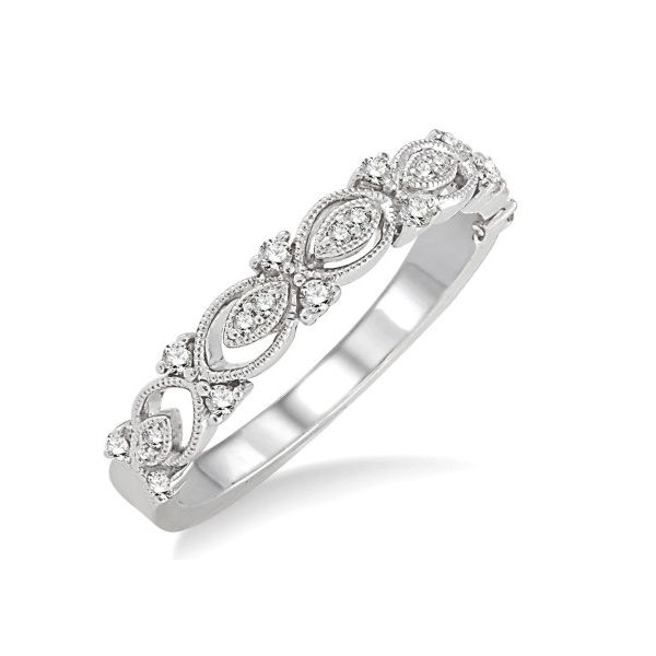 14K White Gold Detailed Stackable Wedding Band Erickson Jewelers Iron Mountain, MI