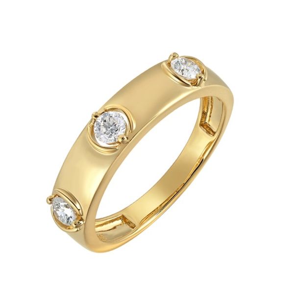 3 Stone 4mm Wedding Band in 14K Yellow Gold Erickson Jewelers Iron Mountain, MI