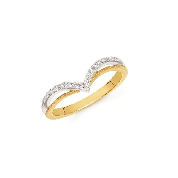Yellow & White Gold Diamond Wedding Band Erickson Jewelers Iron Mountain, MI