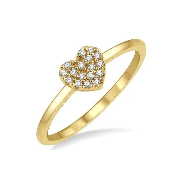 10Kt Yellow Gold Heart Ring with Pave Set Diamonds Erickson Jewelers Iron Mountain, MI