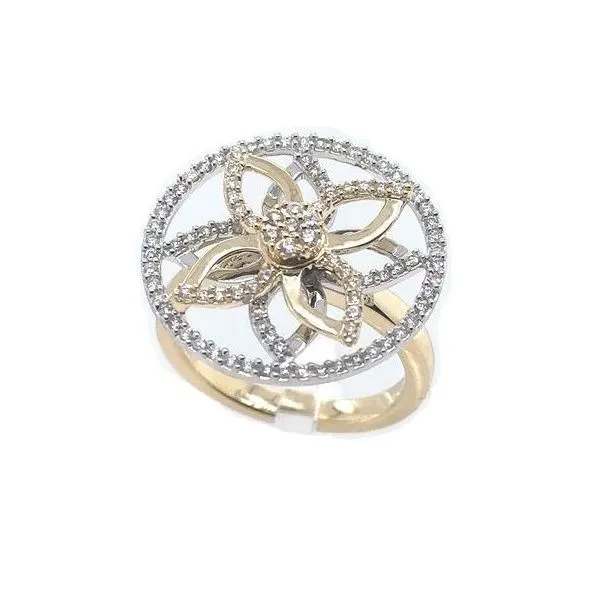 14Kt White and Yellow Gold Diamond Double Spinner Ring Erickson Jewelers Iron Mountain, MI