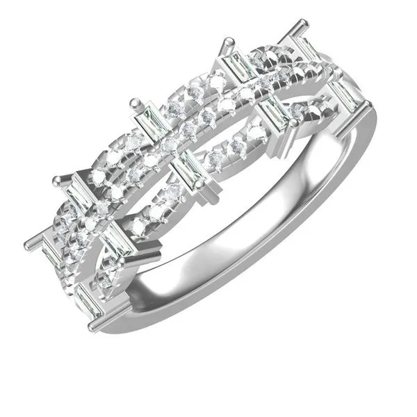 14Kt White Gold Ring with Baguette and Round Diamonds Erickson Jewelers Iron Mountain, MI