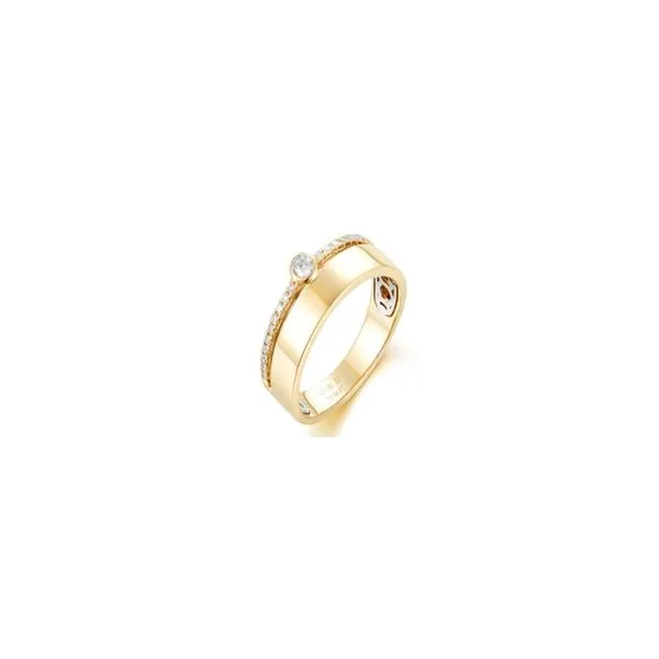 14Kt Yellow Gold Ring with Solid Bar and Diamonds Erickson Jewelers Iron Mountain, MI