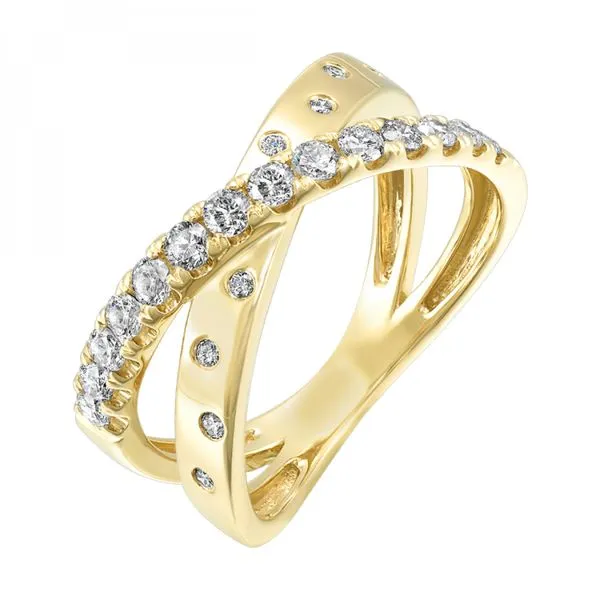14Kt Yellow Gold Criss Cross Diamond Ring Erickson Jewelers Iron Mountain, MI