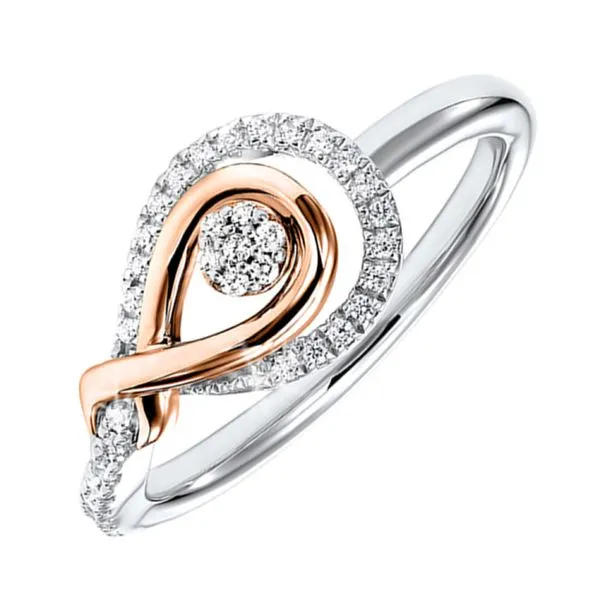 Sterling Silver with Rose Gold Plated Diamond Ring Erickson Jewelers Iron Mountain, MI