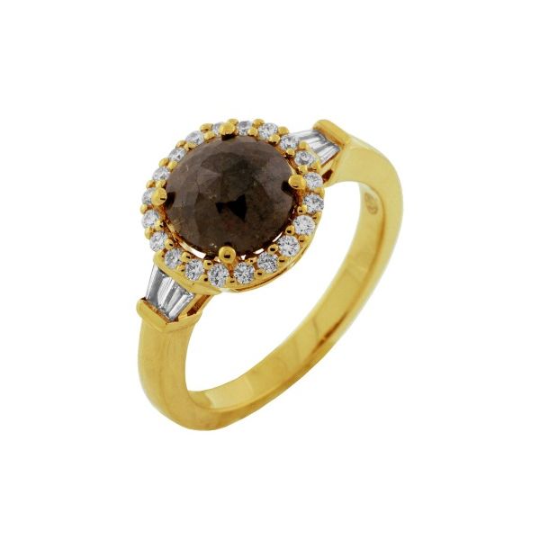 Yellow Gold Mocha Diamond Halo Ring Erickson Jewelers Iron Mountain, MI