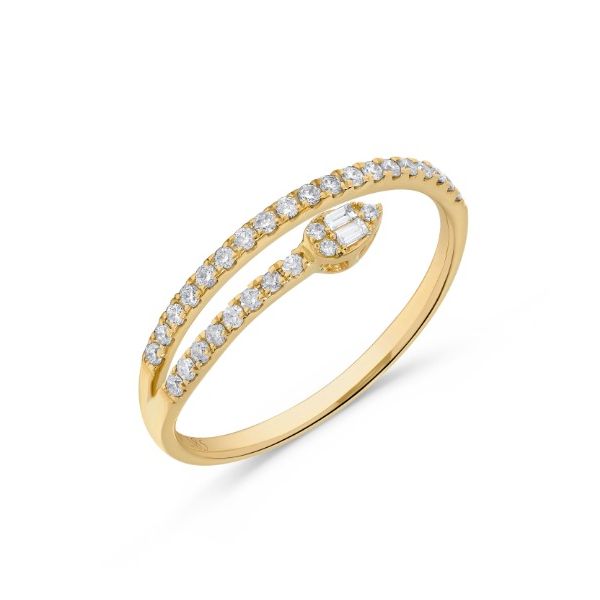 0.20 Carat Baguette and Round Diamond 2 Row Ring in 14K Yellow Gold Erickson Jewelers Iron Mountain, MI