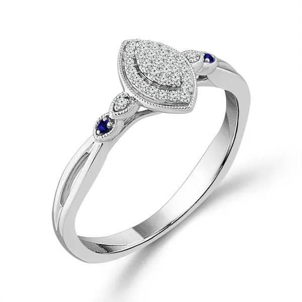 10Kt White Gold Blue Sapphire and Diamond Ring Erickson Jewelers Iron Mountain, MI