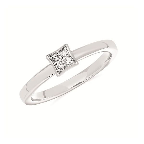 Sterling Silver Diamond Square Shaped Ring Erickson Jewelers Iron Mountain, MI