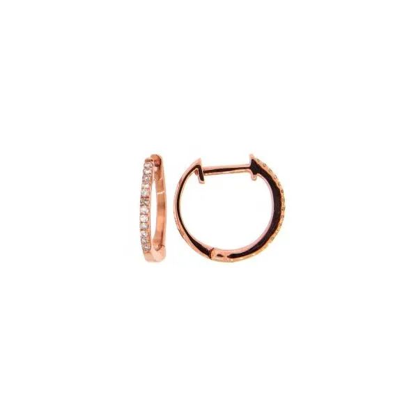 14K Rose Gold Diamond Hoops Erickson Jewelers Iron Mountain, MI