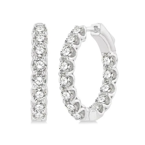 14K White Gold Inside Out Hoop Earrings Erickson Jewelers Iron Mountain, MI