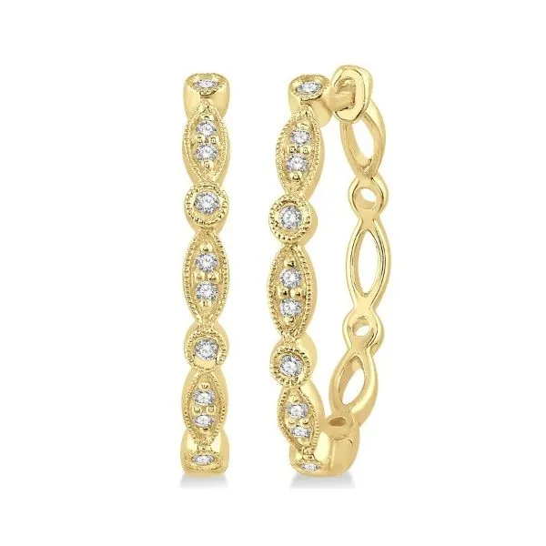 10K Yellow Gold Diamond Hoop Earrings Erickson Jewelers Iron Mountain, MI