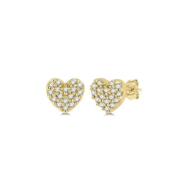 10Kt Yellow Gold Diamond Heart Earrings Erickson Jewelers Iron Mountain, MI