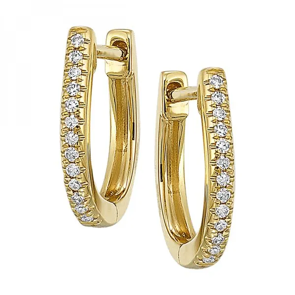14Kt Yellow Gold Diamond Hoop Earrings Erickson Jewelers Iron Mountain, MI