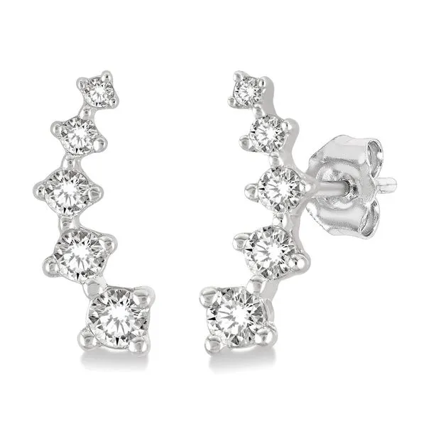 10Kt White Gold Climber Earrings Erickson Jewelers Iron Mountain, MI