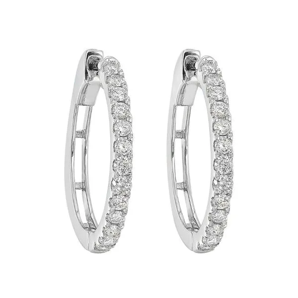 14Kt White Gold Small Diamond Hoop Earrings Erickson Jewelers Iron Mountain, MI