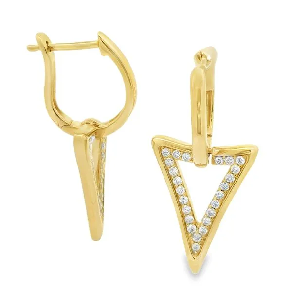 14Kt Yellow Gold Trillion Diamond Drop Hoop Earrings Erickson Jewelers Iron Mountain, MI