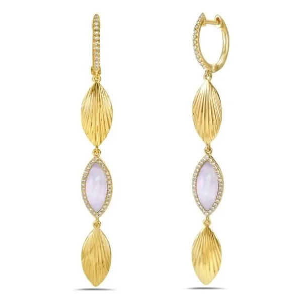 14K Yellow Gold Mother of Pearl and Diamond Earrings Erickson Jewelers Iron Mountain, MI