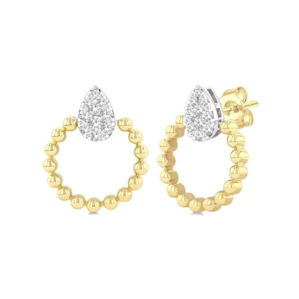 10Kt Yellow & White Gold Diamond Cluster Earrings Erickson Jewelers Iron Mountain, MI