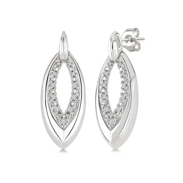 Sterling Silver Marquise Diamond Drop Earrings Erickson Jewelers Iron Mountain, MI