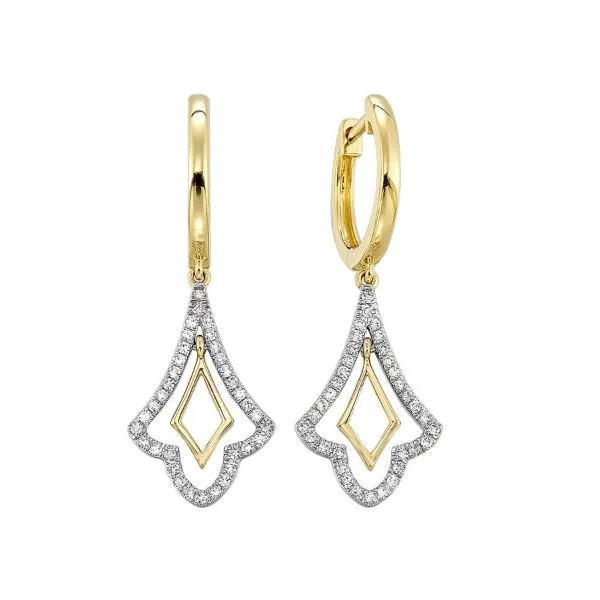 14Kt Yellow Gold Diamond Huggie Hoop Earrings Erickson Jewelers Iron Mountain, MI