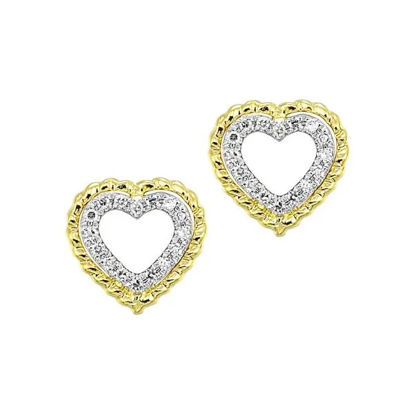 14Kt Yellow Gold Diamond Heart Stud Earrings Erickson Jewelers Iron Mountain, MI