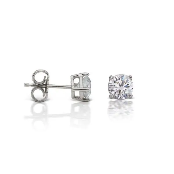 14K White Gold Round Diamond Stud Earrings Erickson Jewelers Iron Mountain, MI