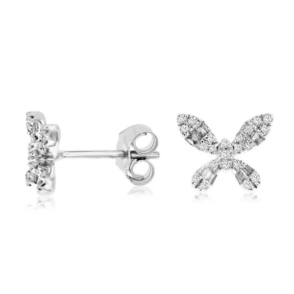 Butterfly Style Diamond Stud Earrings in 14Kt White Gold Erickson Jewelers Iron Mountain, MI