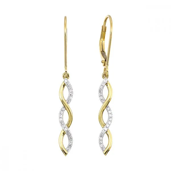 Yellow Gold Twist Diamond Earrings Erickson Jewelers Iron Mountain, MI
