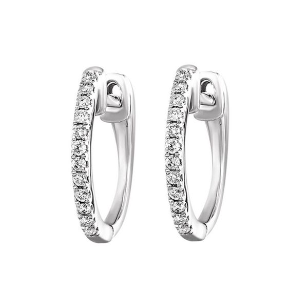 10Kt White Gold Diamond Huggie Hoop Earrings Erickson Jewelers Iron Mountain, MI