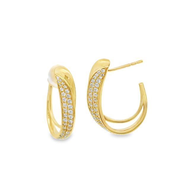 Yellow Gold J Hoop Diamond Earrings Erickson Jewelers Iron Mountain, MI