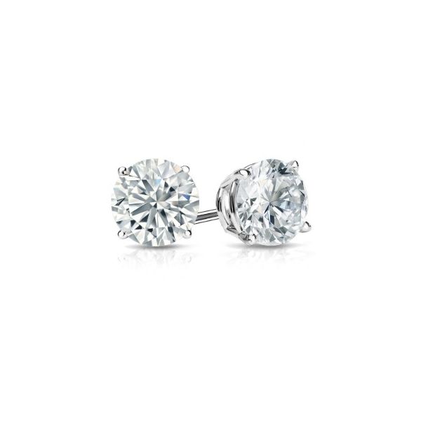 White Gold Round Diamond Stud Earrings Erickson Jewelers Iron Mountain, MI