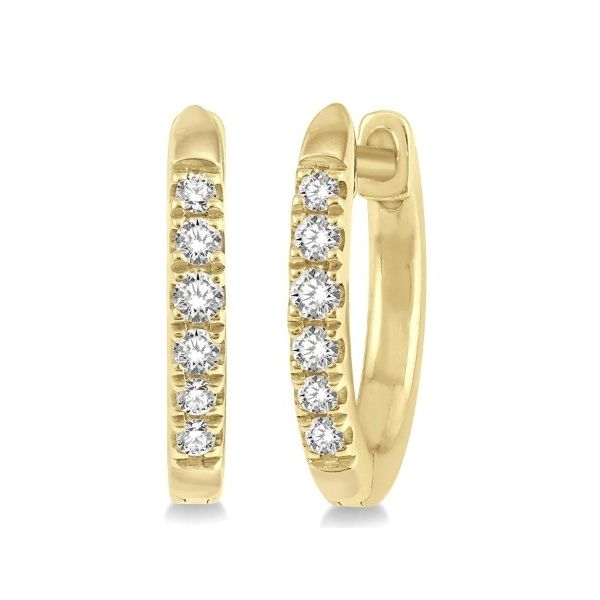 Yellow Gold Petite Diamond Huggie Hoop Earrings Erickson Jewelers Iron Mountain, MI