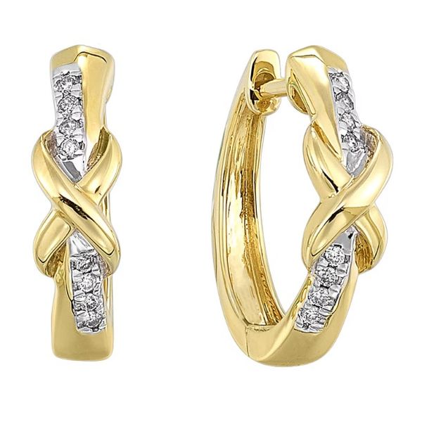 10Kt Yellow Gold Diamond Infinity Link Small Hoop Earrings Erickson Jewelers Iron Mountain, MI